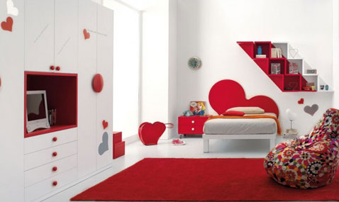 deco chambre ado rouge et blanc