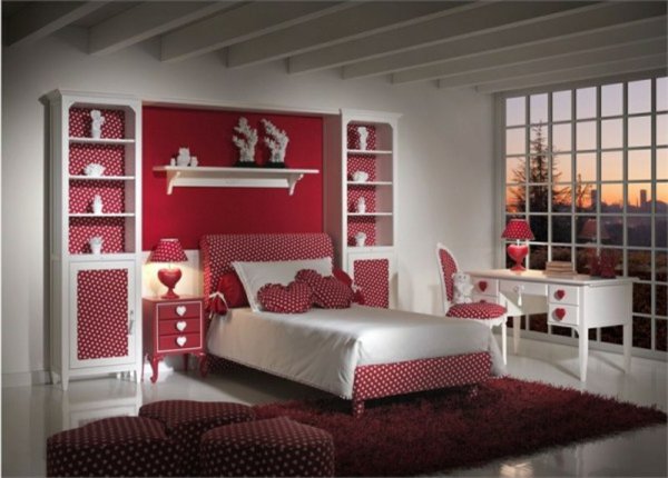 deco chambre ado rouge et blanc
