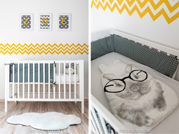 deco chambre bebe jaune et gris