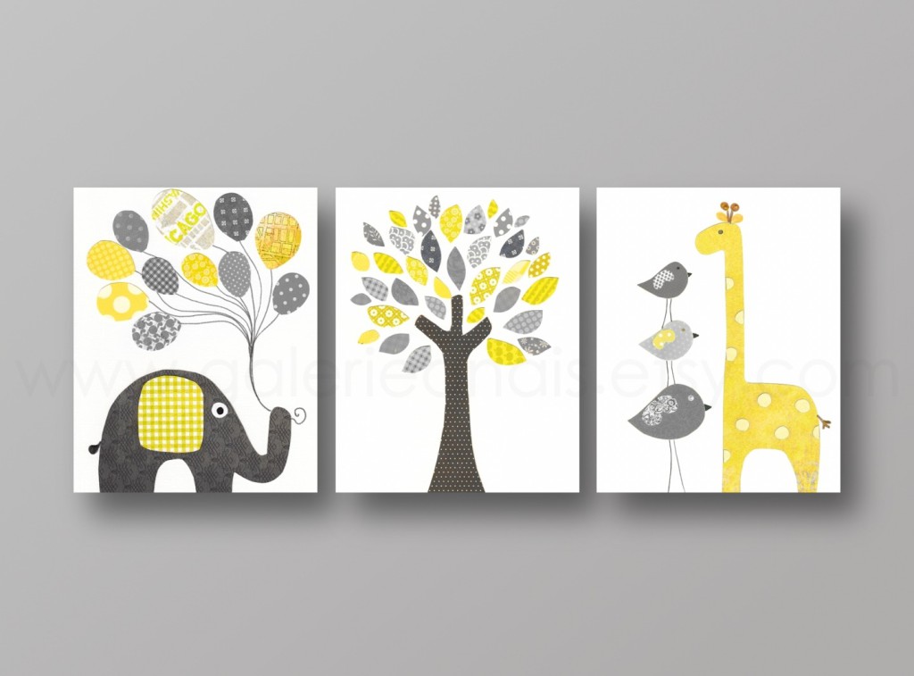 deco chambre bebe jaune et gris