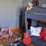 deco chambre fille gris et rouge