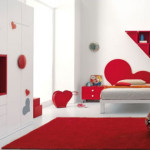 deco chambre fille rouge et blanc