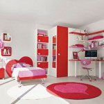 deco chambre fille rouge et blanc