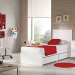deco chambre fille rouge et blanc