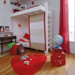 deco chambre fille rouge et blanc