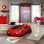 deco chambre fille rouge et blanc