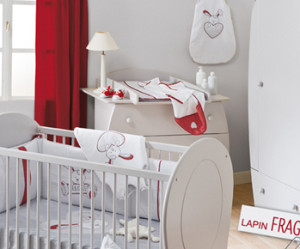 deco chambre fille rouge et blanc
