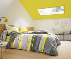 decoration chambre jaune et gris