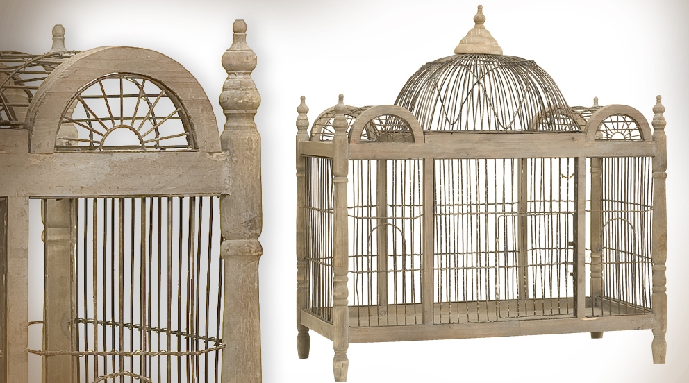 cage oiseau decorative en bois