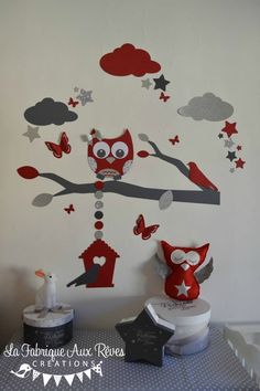 deco chambre bebe gris et rouge