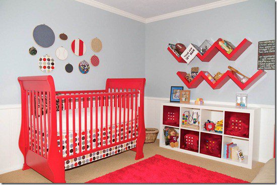 deco chambre bebe gris et rouge