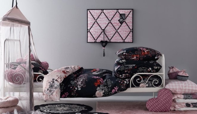 deco chambre fille rose et noir