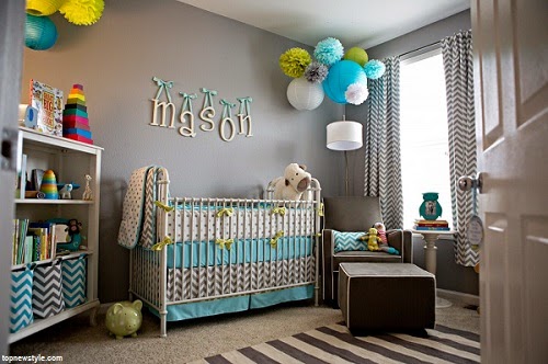 decoration chambre garcon bleu