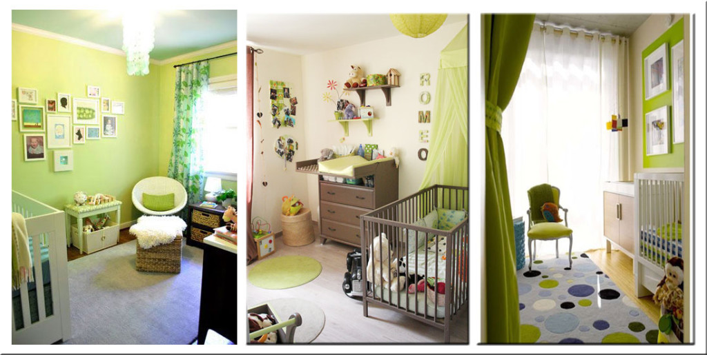 deco chambre bebe vert et blanc