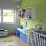 deco chambre bebe vert et blanc