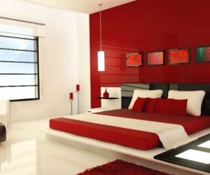 deco de chambre rouge et blanc