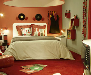 decoration chambre orange et marron