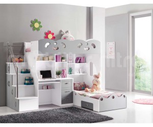 lit mezzanine avec bureau pour fille