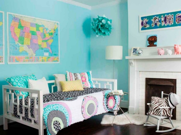 deco chambre fille turquoise