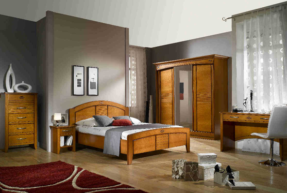 decoration chambre en merisier