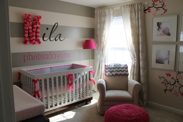 deco chambre fille gris et rose