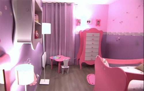 deco chambre fille rose et mauve
