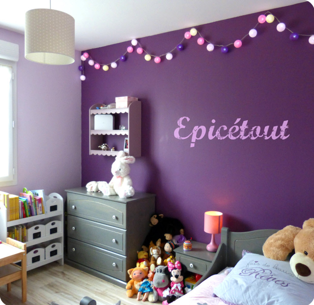deco chambre fille rose et mauve