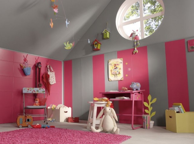 deco chambre fille rose et mauve - visuel #7