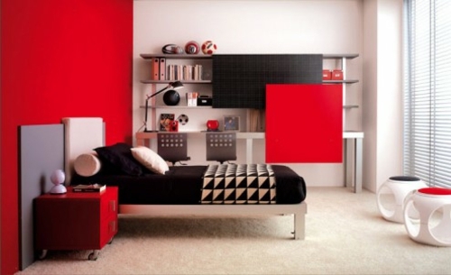 deco chambre fille rouge et noir