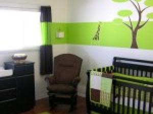 deco chambre bebe vert et marron