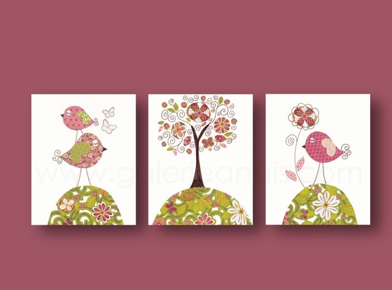 deco chambre fille oiseaux