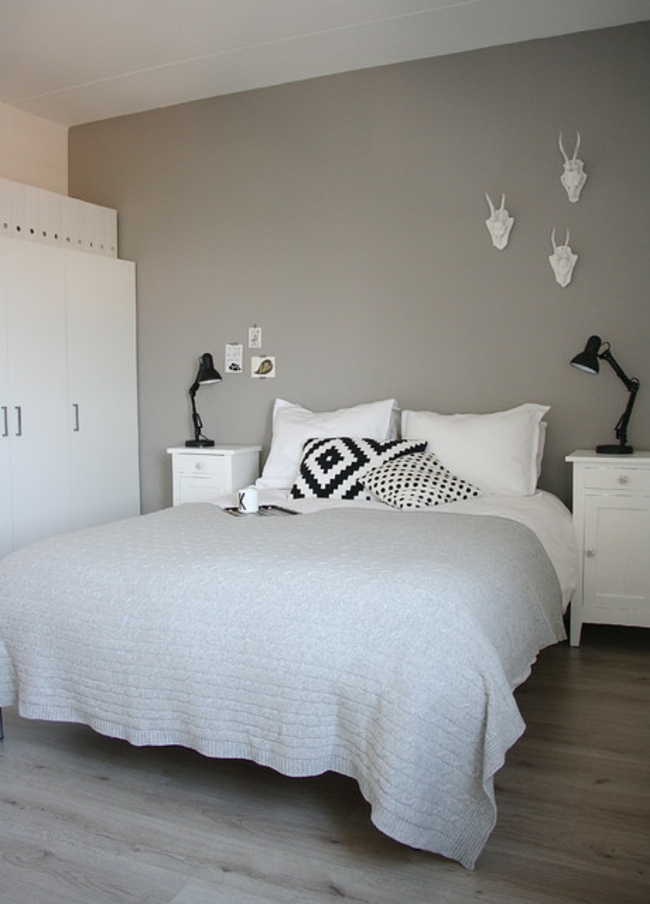 deco de chambre blanc et gris