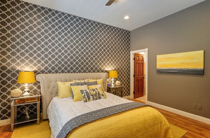 decoration chambre gris et jaune