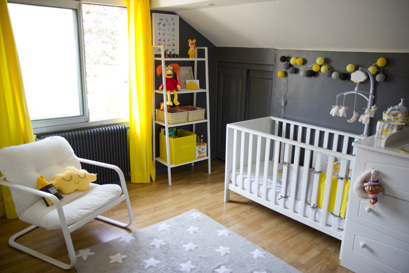 decoration chambre gris et jaune