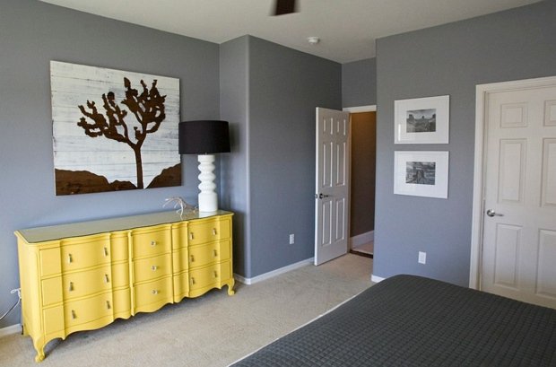 decoration chambre gris et jaune