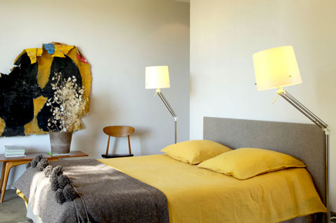decoration chambre gris et jaune
