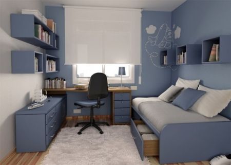 deco chambre ado bleu et gris