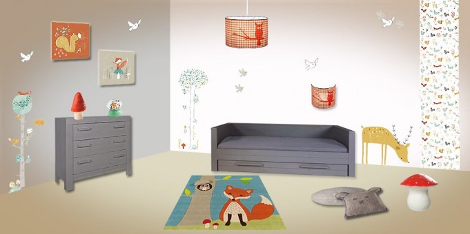 deco chambre bebe theme foret