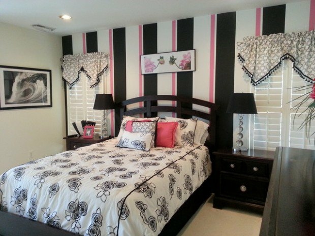 deco chambre fille noir et rose