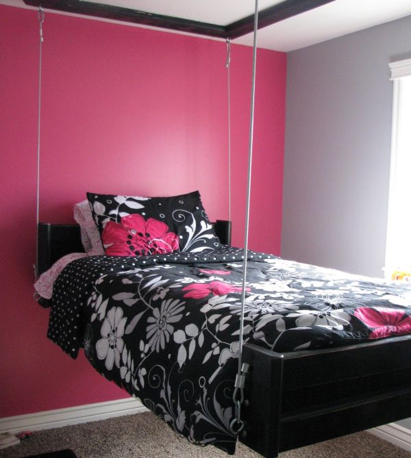 deco chambre fille noir et rose