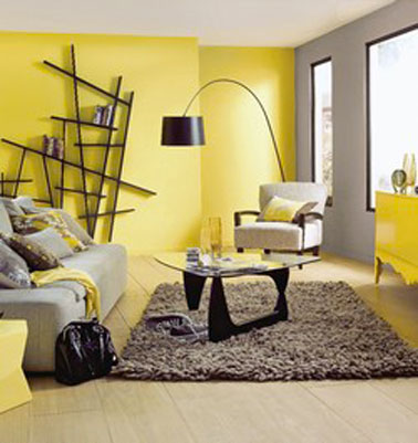 deco chambre gris et jaune