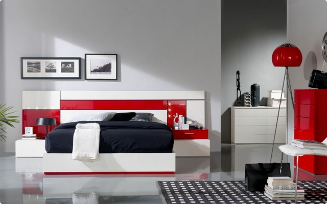 deco chambre gris et rouge