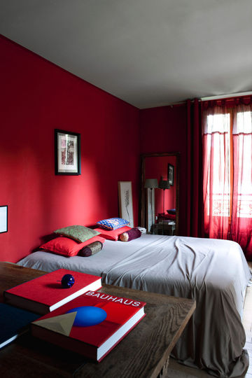 deco chambre gris et rouge
