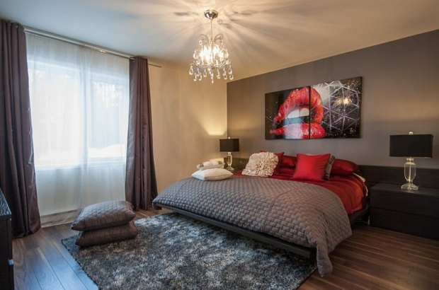 deco chambre gris et rouge