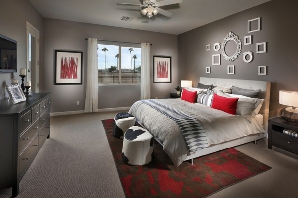deco chambre gris et rouge