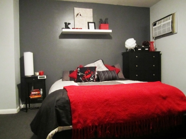 deco chambre gris et rouge