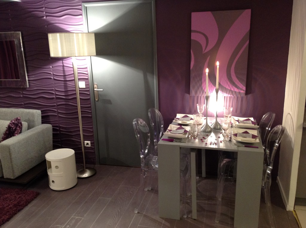 decoration chambre gris et prune