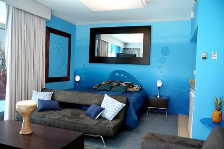 decoration chambre noir et bleu