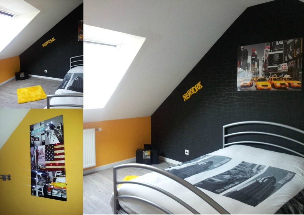 deco chambre ado gris et jaune