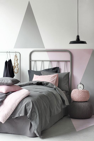 deco chambre ado rose et gris